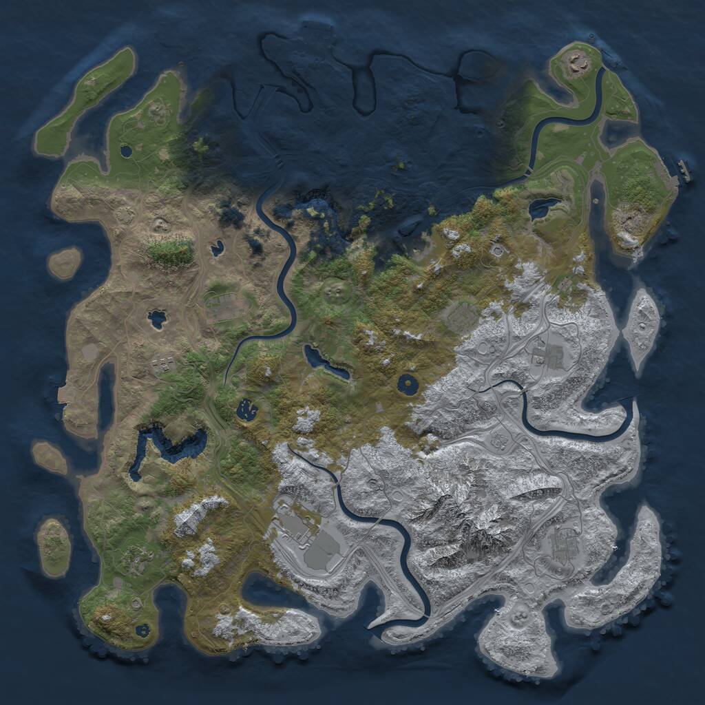 Rust Map: Procedural Map, Size: 5000, Seed: 7458570, 16 Monuments