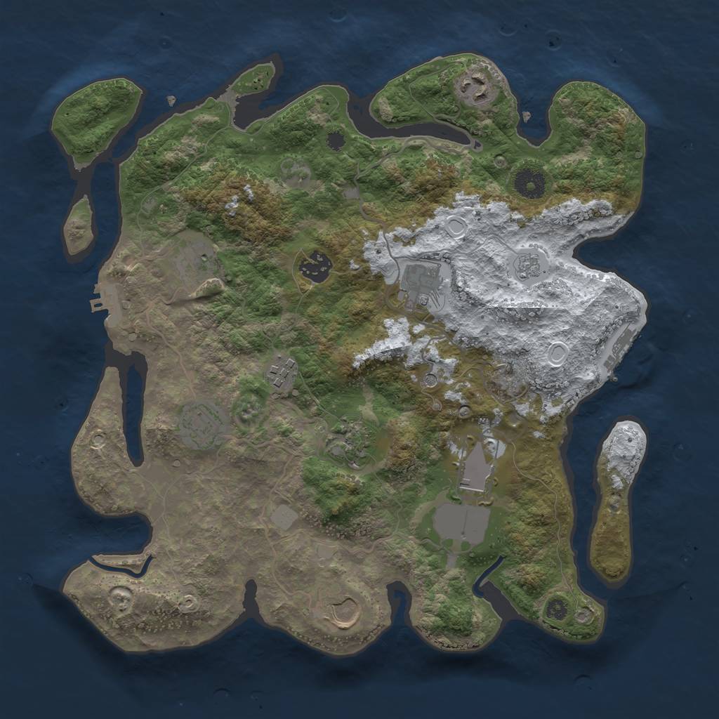 Rust Map: Procedural Map, Size: 3500, Seed: 1958205423, 18 Monuments
