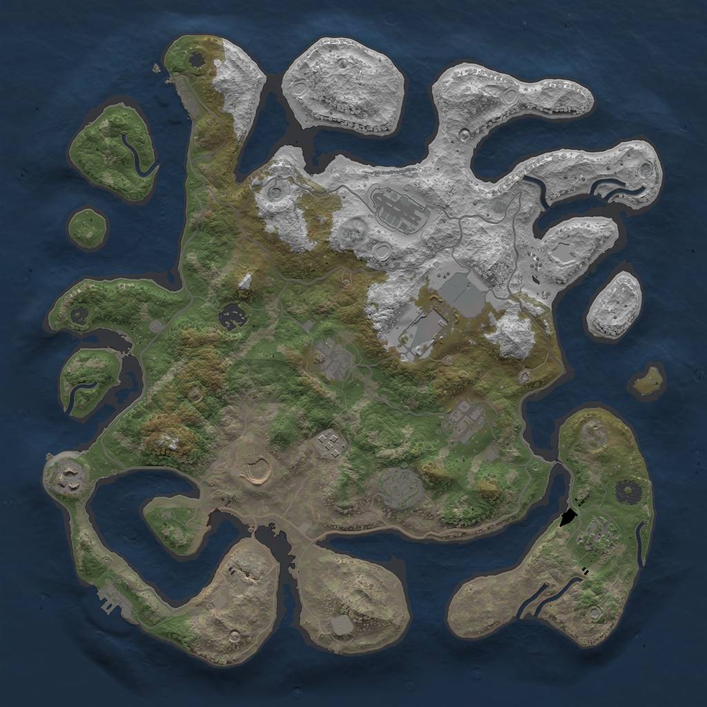 Rust Map: Procedural Map, Size: 4000, Seed: 529061588, 18 Monuments