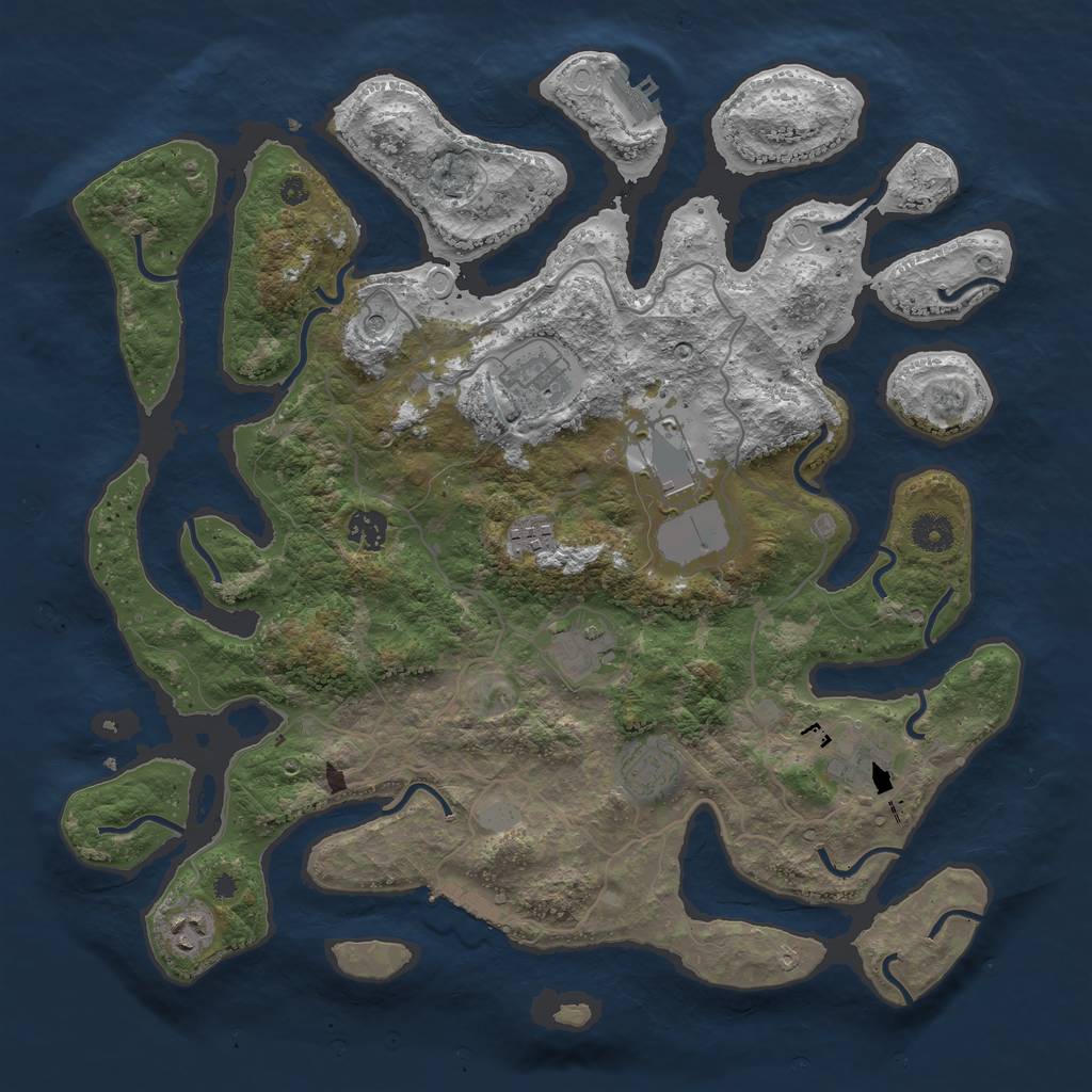 Rust Map: Procedural Map, Size: 4000, Seed: 295021, 16 Monuments