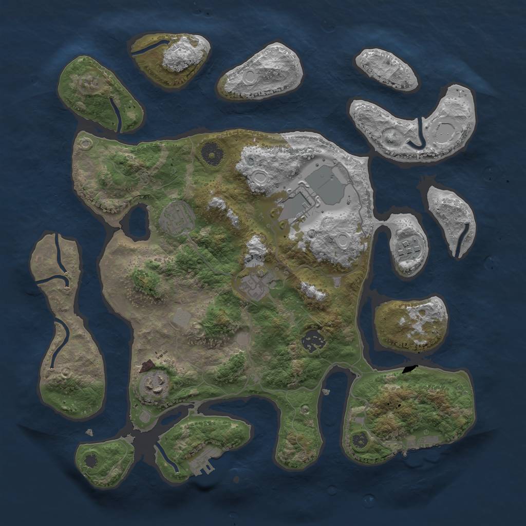 Rust Map: Procedural Map, Size: 3550, Seed: 81757, 13 Monuments