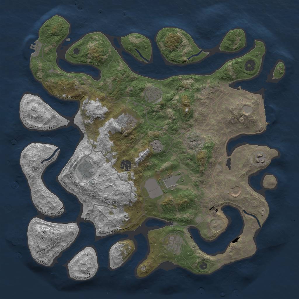 Rust Map: Procedural Map, Size: 4000, Seed: 993752, 17 Monuments