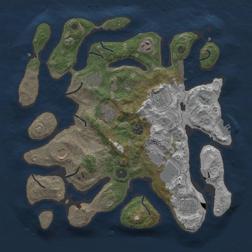 Rust Map: Procedural Map, Size: 3550, Seed: 253274, 17 Monuments