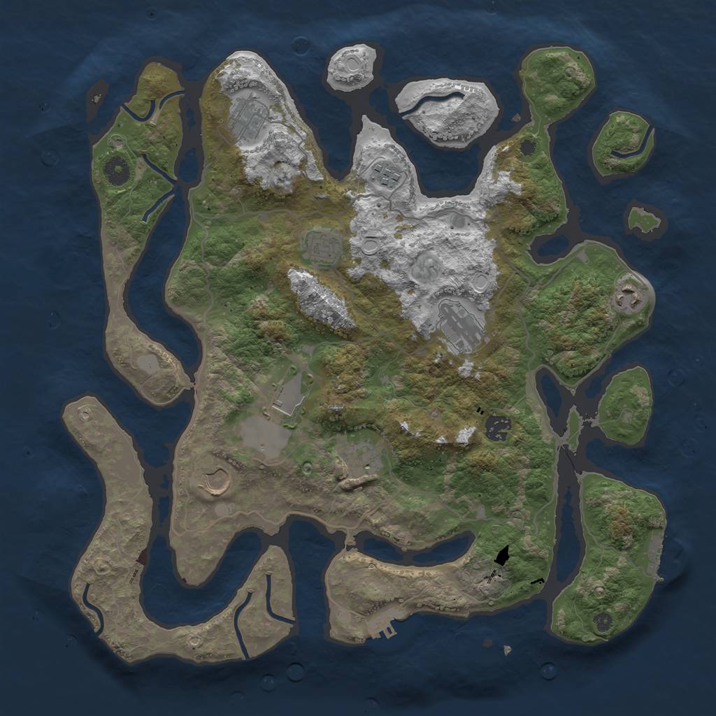 Rust Map: Procedural Map, Size: 4000, Seed: 254555, 16 Monuments