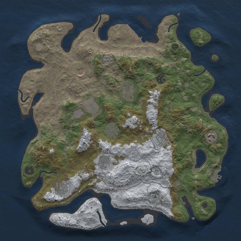 Rust Map: Procedural Map, Size: 4000, Seed: 863075, 19 Monuments