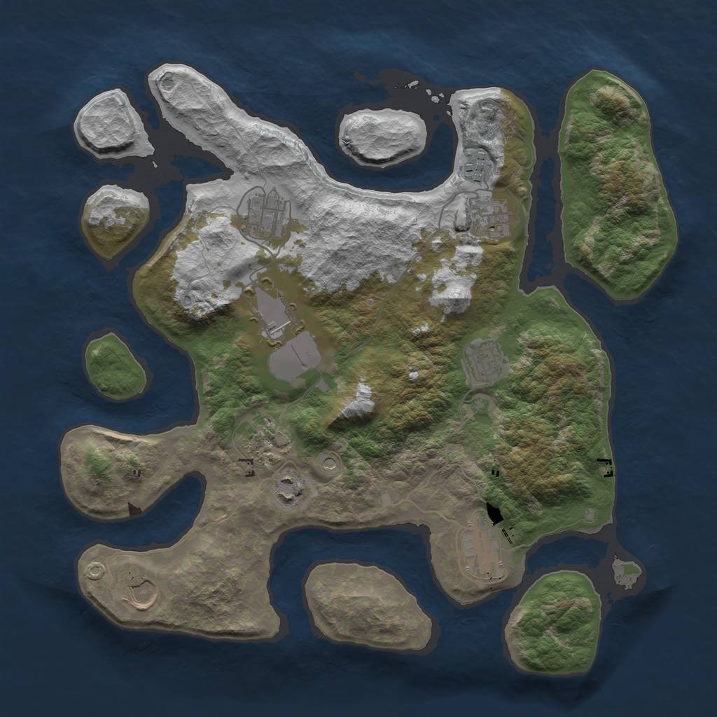 Rust Map: Barren, Size: 3600, Seed: 230122022, 12 Monuments