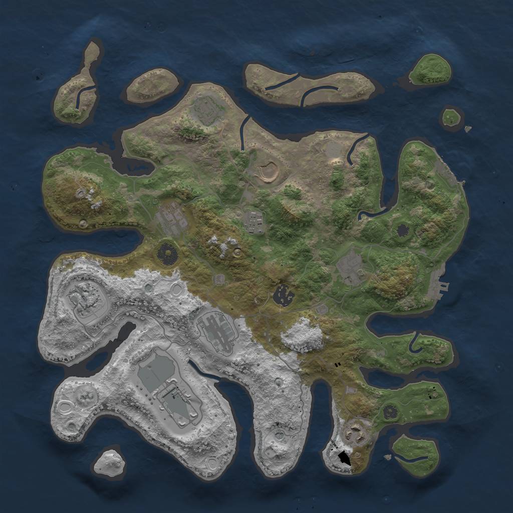 Rust Map: Procedural Map, Size: 3700, Seed: 563209370, 18 Monuments