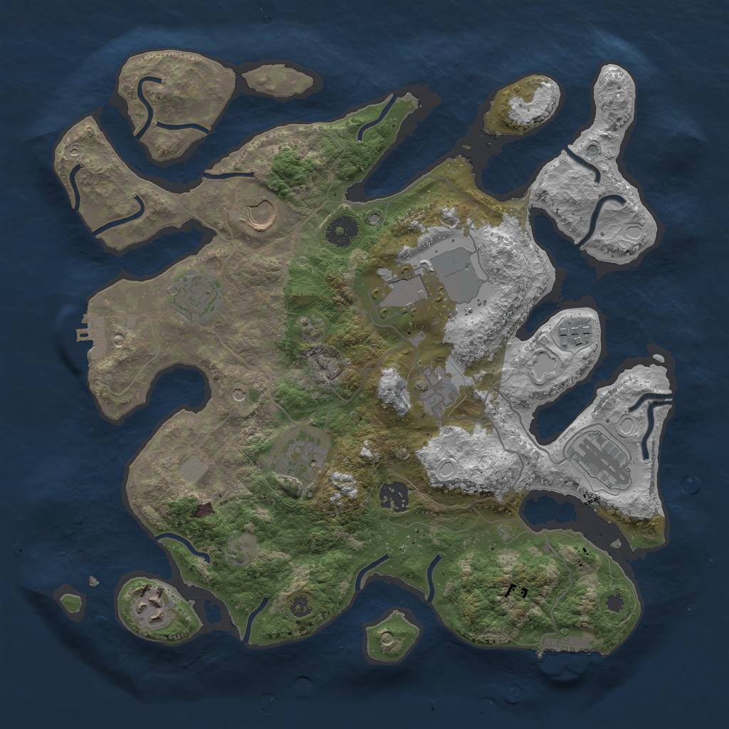 Rust Map: Procedural Map, Size: 3550, Seed: 624571, 17 Monuments