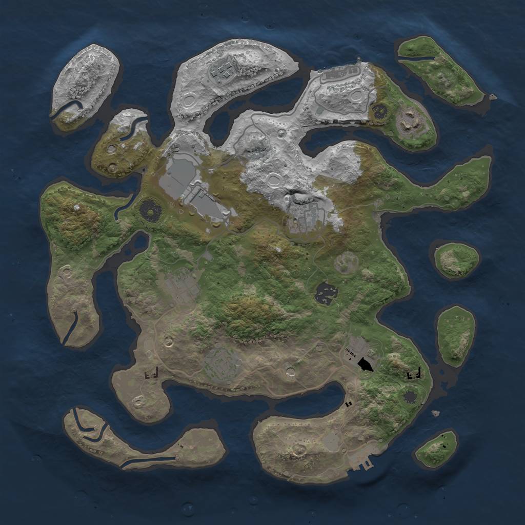 Rust Map: Procedural Map, Size: 3550, Seed: 781275, 16 Monuments