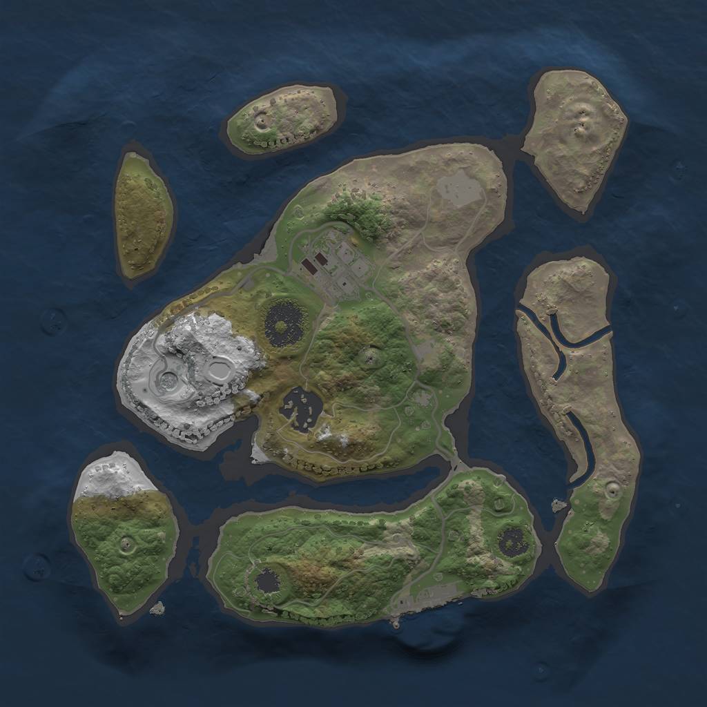 Rust Map: Procedural Map, Size: 2500, Seed: 22088, 9 Monuments
