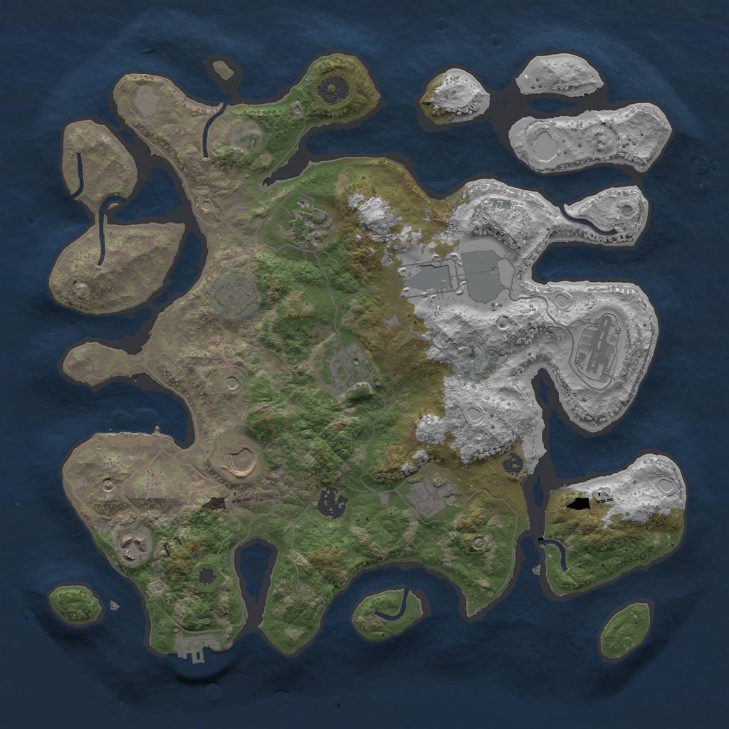 Rust Map: Procedural Map, Size: 3720, Seed: 54177993, 17 Monuments