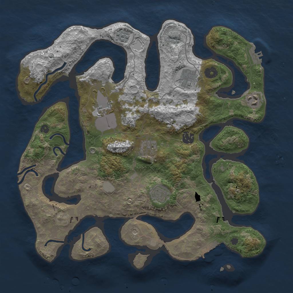 Rust Map: Procedural Map, Size: 3550, Seed: 889413, 15 Monuments