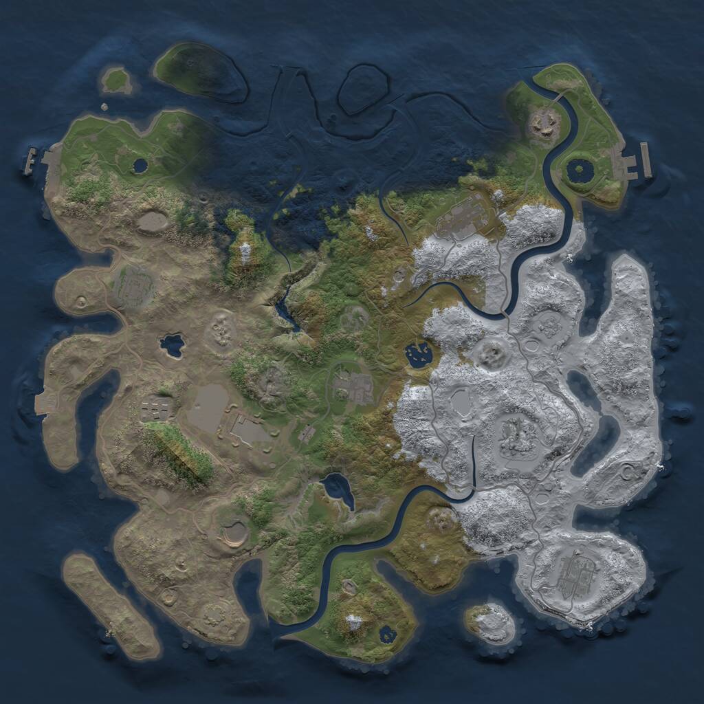 Rust Map: Procedural Map, Size: 4000, Seed: 840072, 16 Monuments