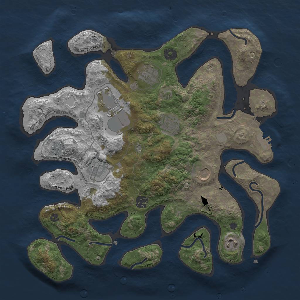 Rust Map: Procedural Map, Size: 3550, Seed: 849329, 15 Monuments