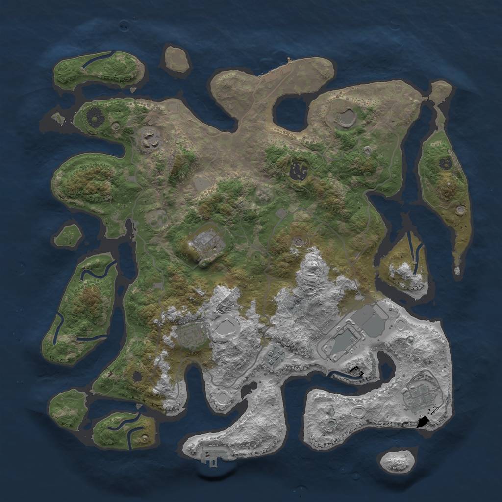 Rust Map: Procedural Map, Size: 4000, Seed: 121281, 16 Monuments