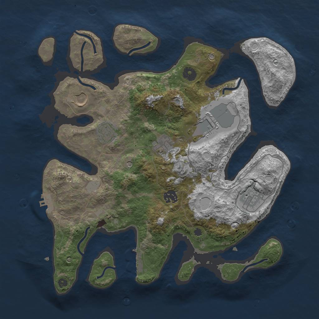 Rust Map: Procedural Map, Size: 3500, Seed: 1463612, 14 Monuments