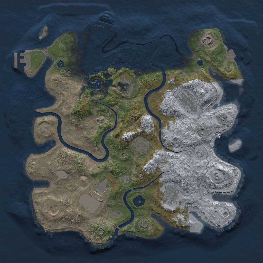 Rust Map: Procedural Map, Size: 3500, Seed: 5089813, 15 Monuments
