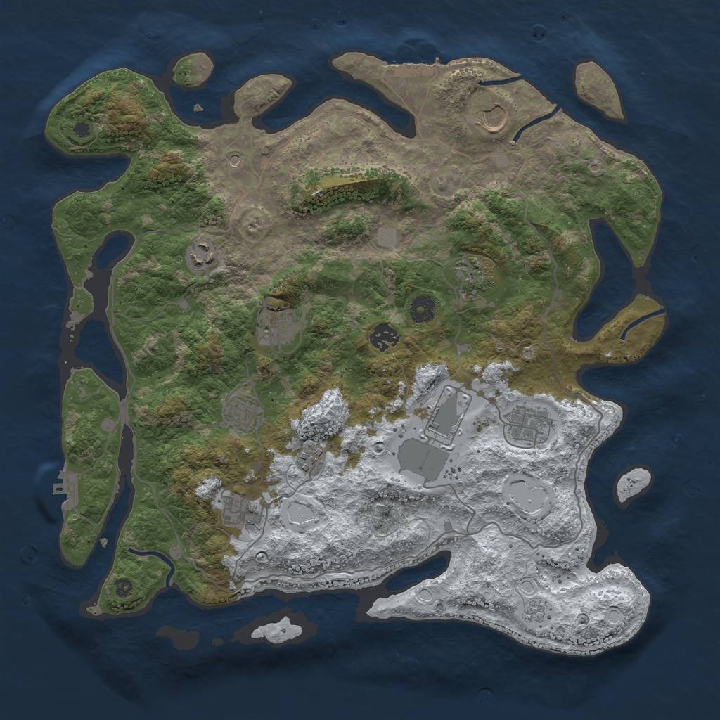 Rust Map: Procedural Map, Size: 4000, Seed: 302531, 19 Monuments