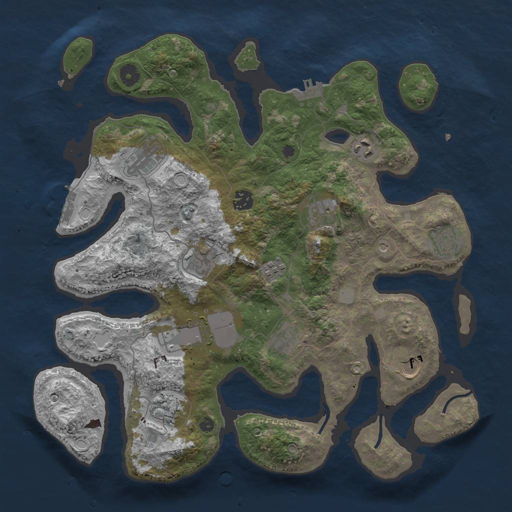Rust Map: Procedural Map, Size: 3700, Seed: 4640050, 19 Monuments