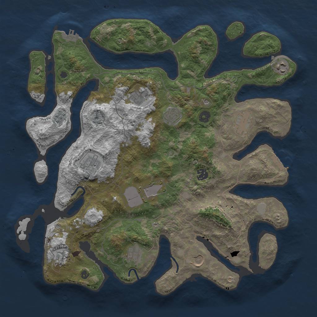 Rust Map: Procedural Map, Size: 4050, Seed: 1705884142, 19 Monuments