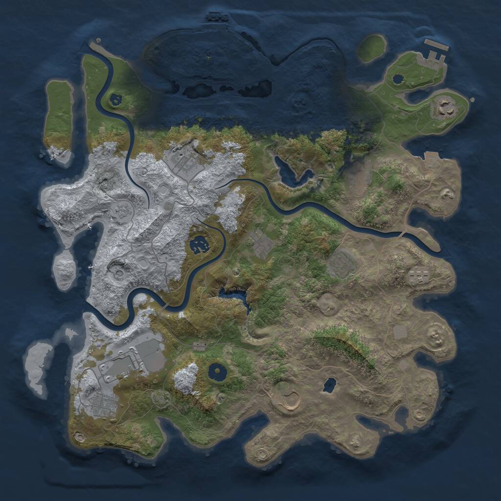 Rust Map: Procedural Map, Size: 4050, Seed: 1705884142, 16 Monuments