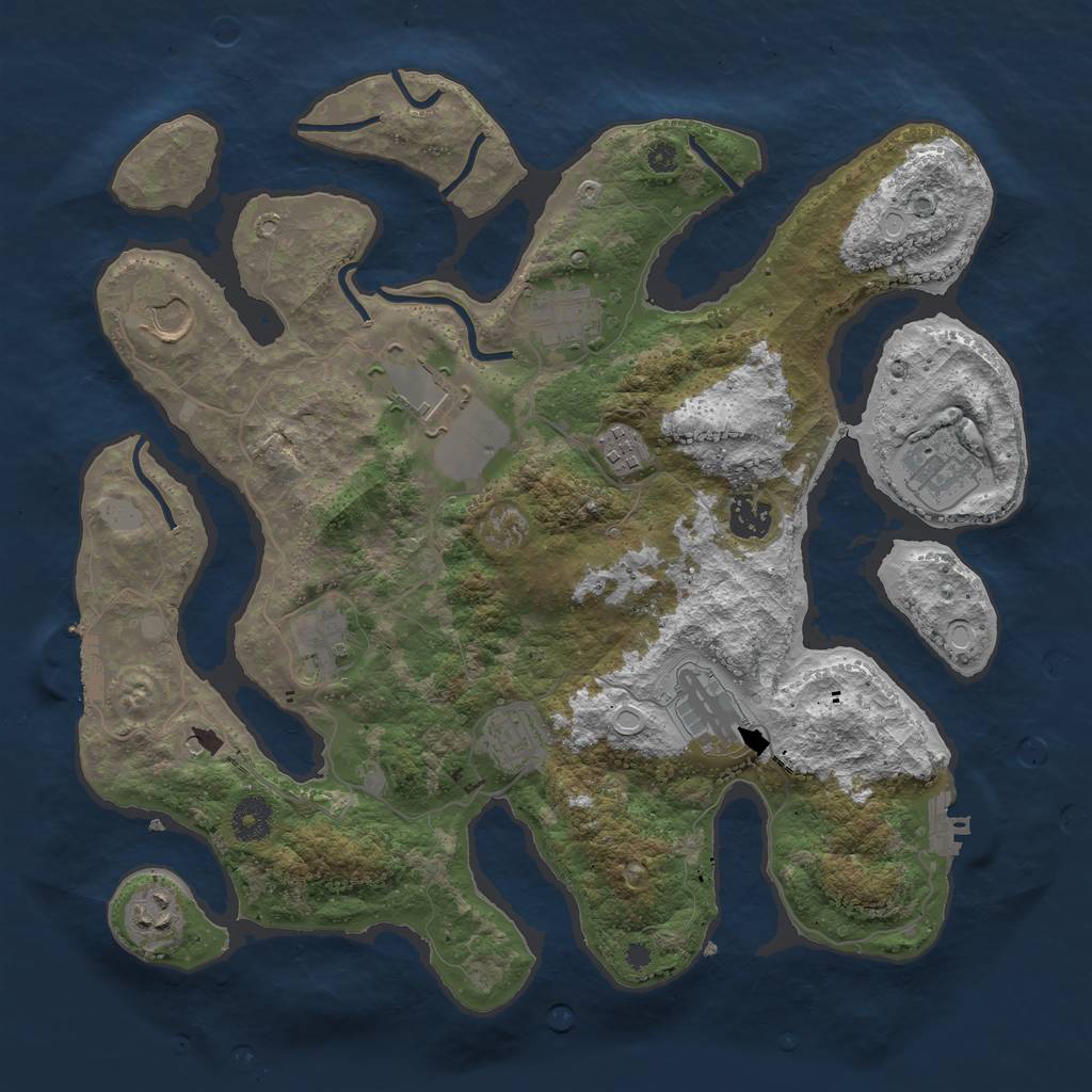 Rust Map: Procedural Map, Size: 3700, Seed: 1117, 18 Monuments
