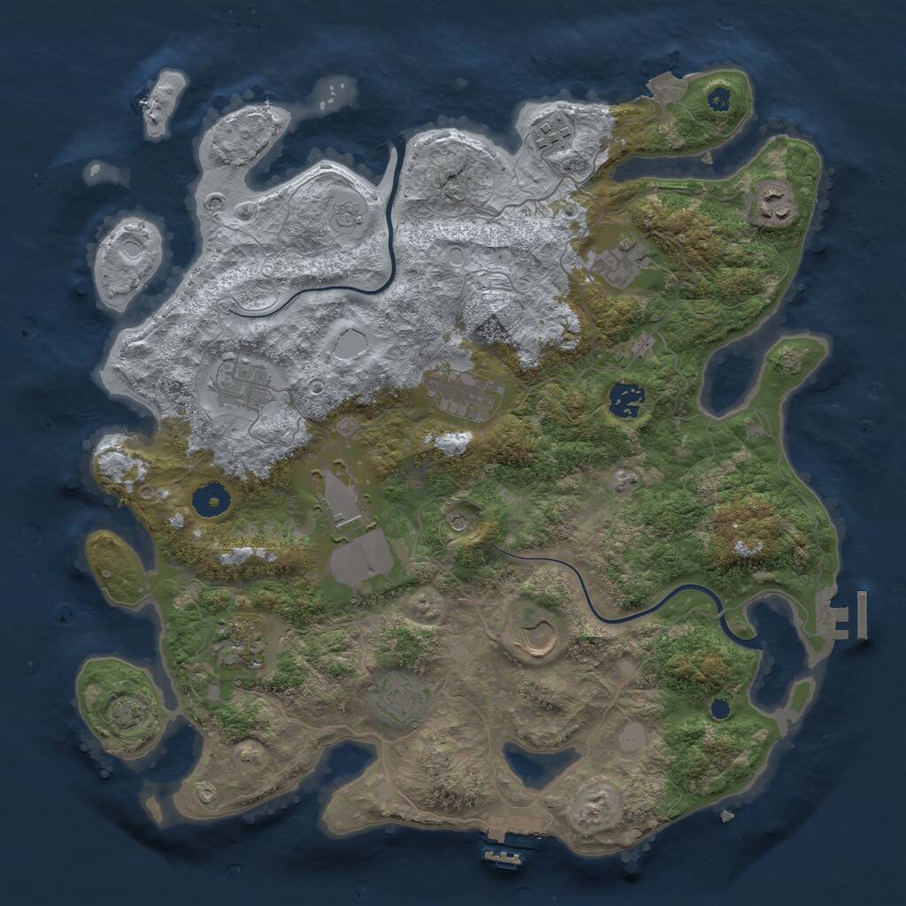 Rust Map: Procedural Map, Size: 3800, Seed: 323, 16 Monuments