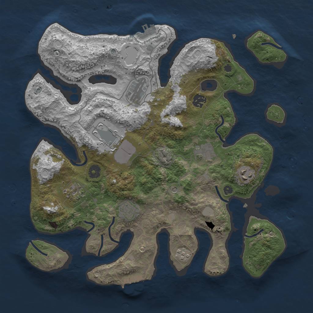 Rust Map: Procedural Map, Size: 3550, Seed: 949828, 16 Monuments