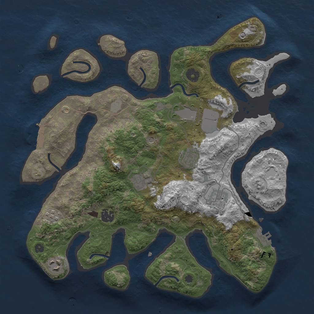 Rust Map: Procedural Map, Size: 3500, Seed: 3500375, 15 Monuments