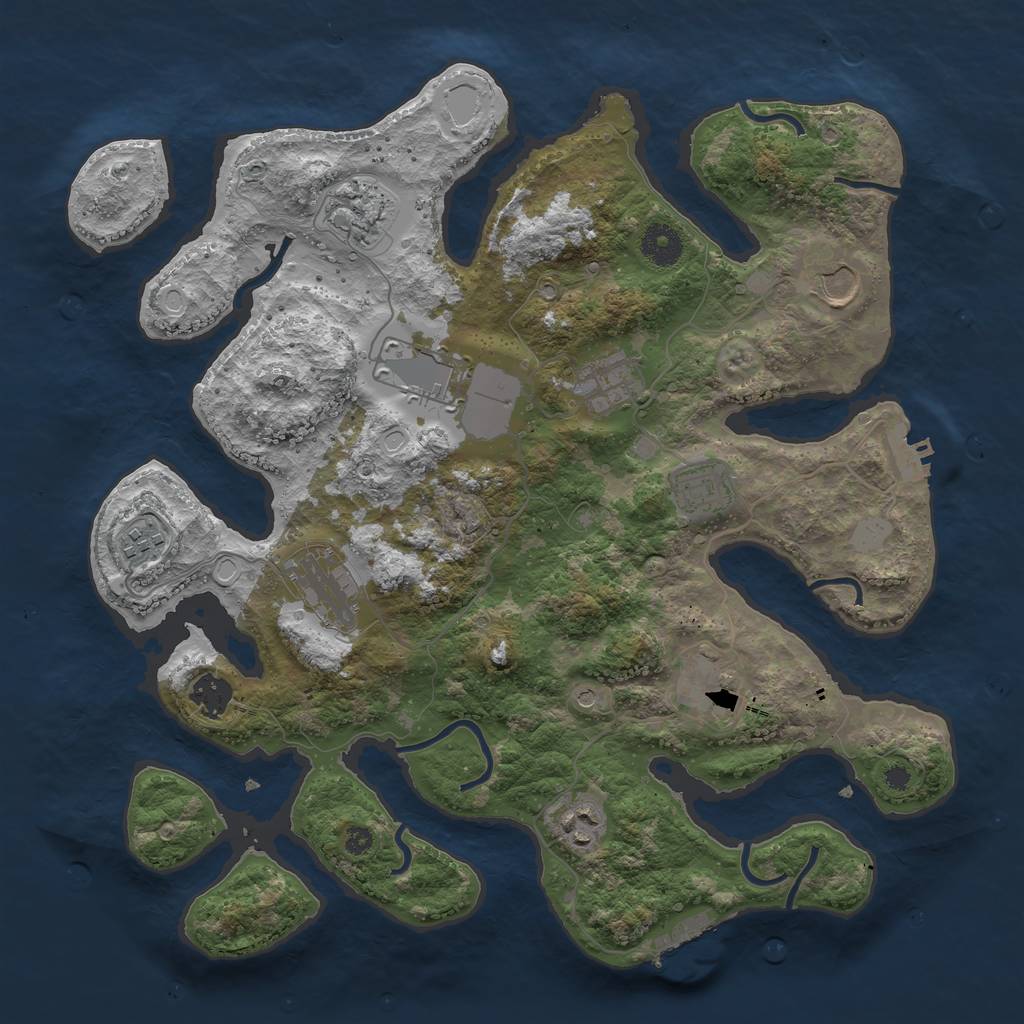 Rust Map: Procedural Map, Size: 3700, Seed: 36996, 18 Monuments
