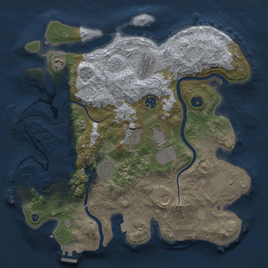 Rust Map: Procedural Map, Size: 3500, Seed: 851185810, 15 Monuments