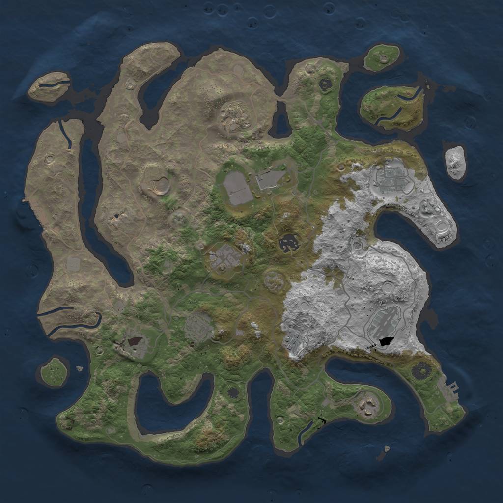 Rust Map: Procedural Map, Size: 4000, Seed: 4483761, 19 Monuments