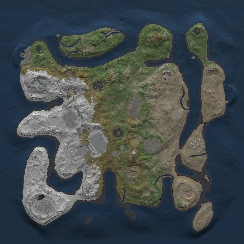 Rust Map: Procedural Map, Size: 3500, Seed: 550167, 18 Monuments