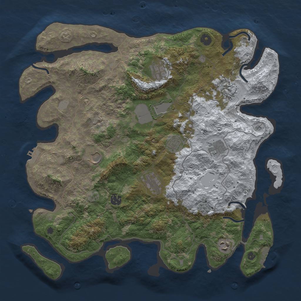 Rust Map: Procedural Map, Size: 4000, Seed: 964536, 19 Monuments
