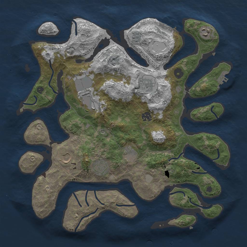 Rust Map: Procedural Map, Size: 3750, Seed: 23546700, 16 Monuments