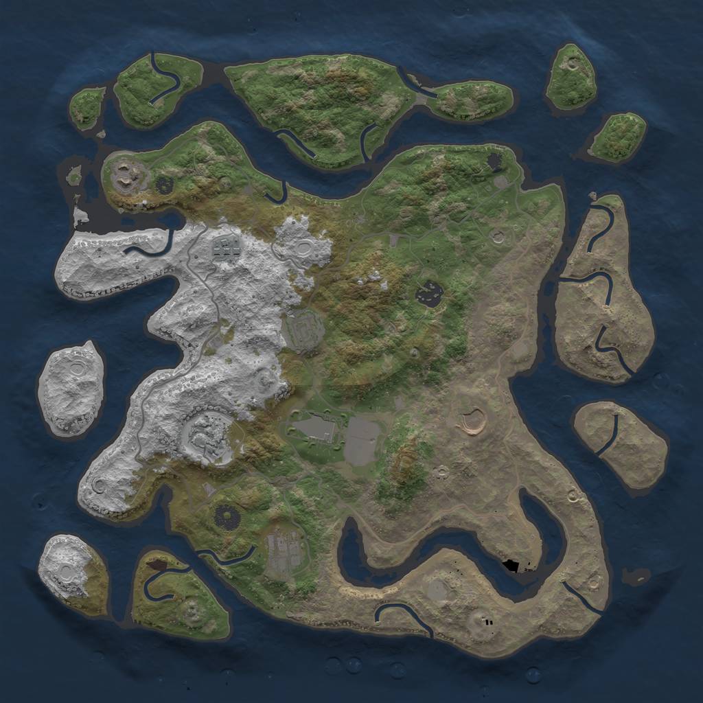 Rust Map: Procedural Map, Size: 4000, Seed: 471305, 14 Monuments