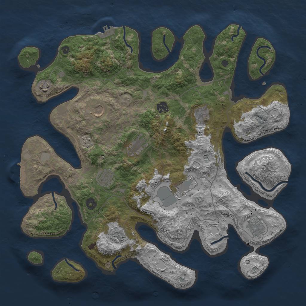 Rust Map: Procedural Map, Size: 4000, Seed: 7467872, 18 Monuments