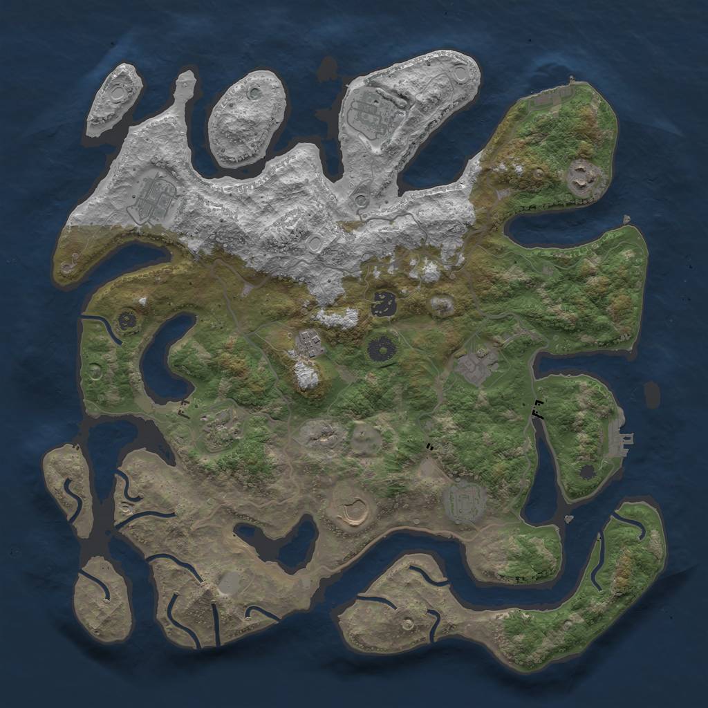 Rust Map: Procedural Map, Size: 4000, Seed: 860320311, 17 Monuments