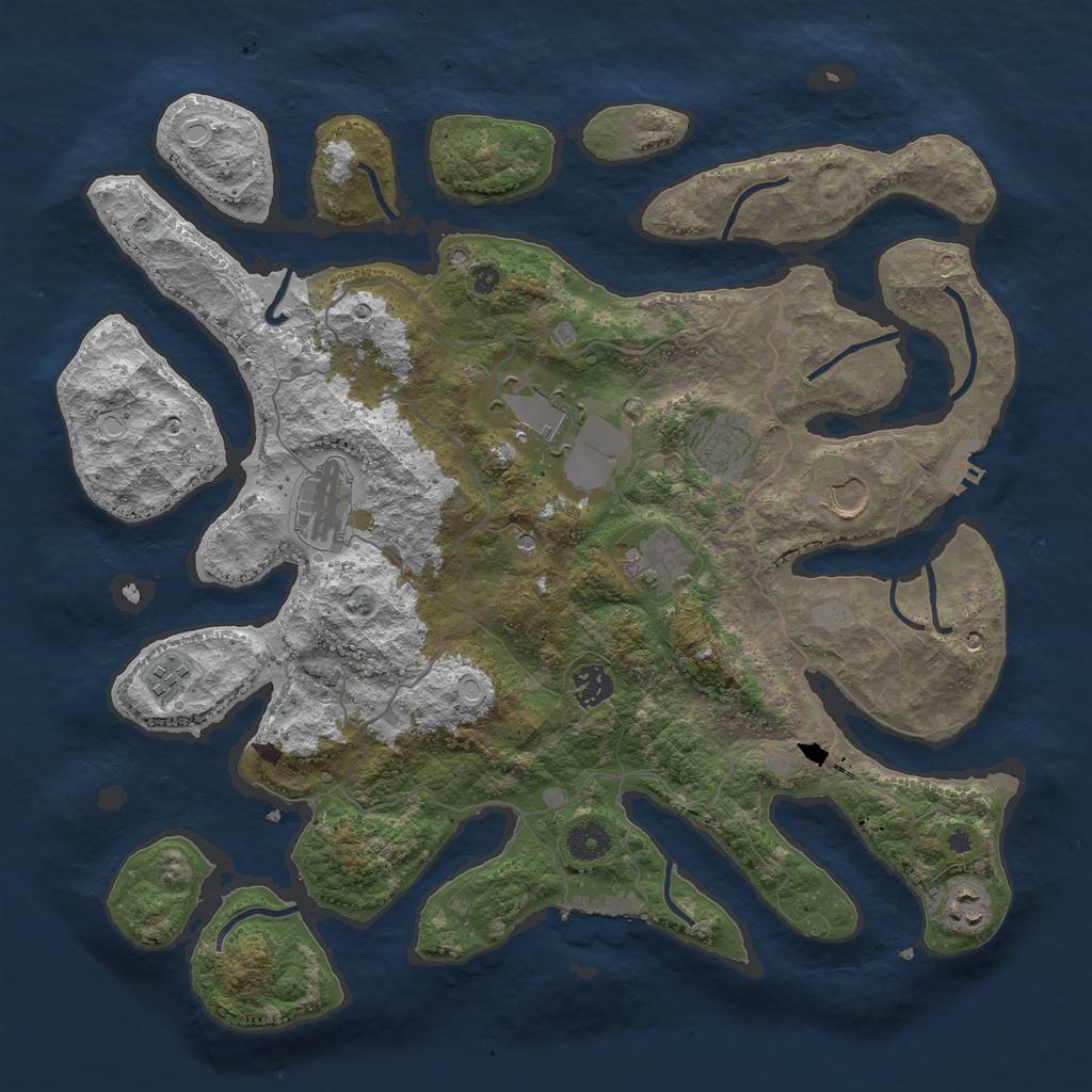 Rust Map: Procedural Map, Size: 4000, Seed: 868968, 16 Monuments