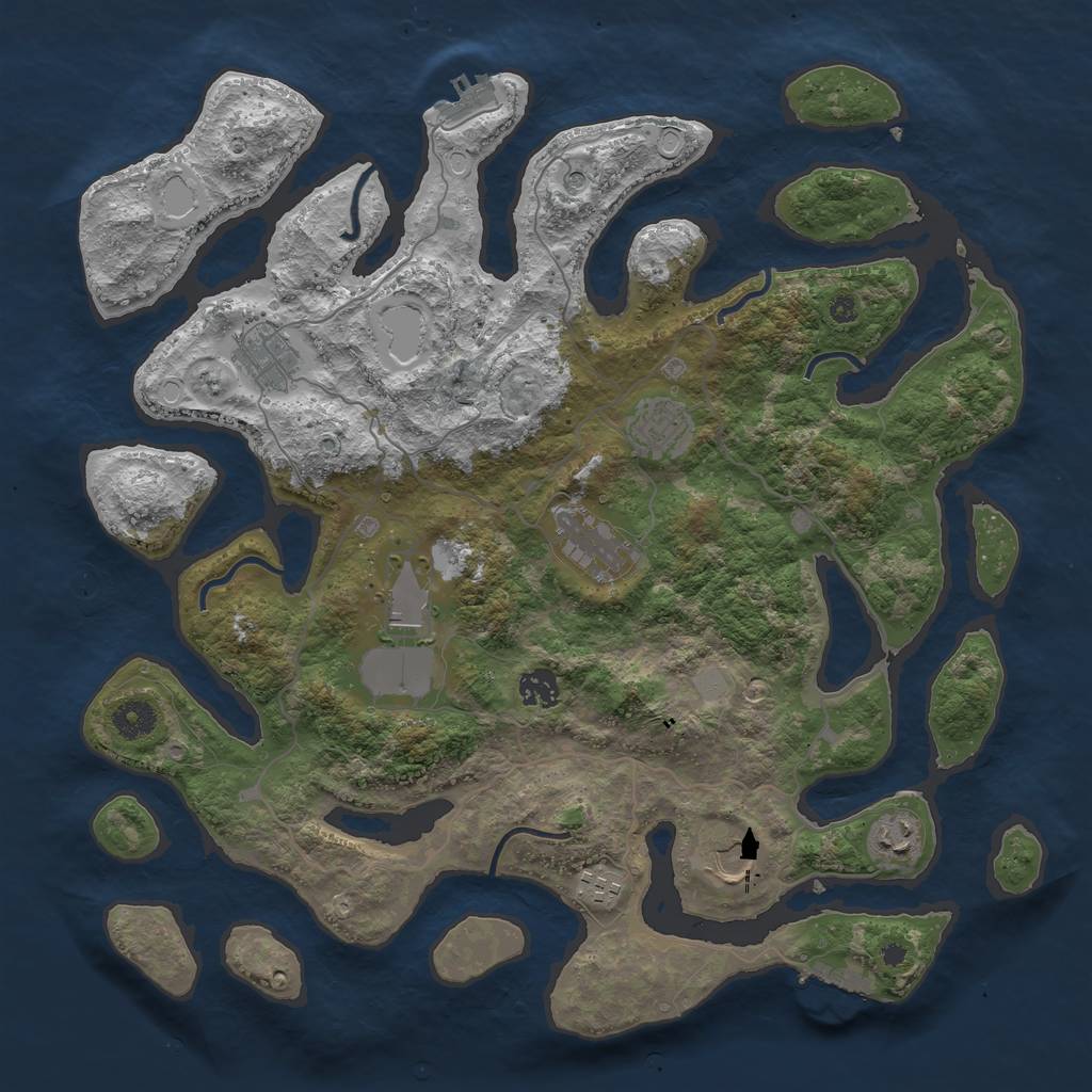 Rust Map: Procedural Map, Size: 4000, Seed: 12333, 16 Monuments