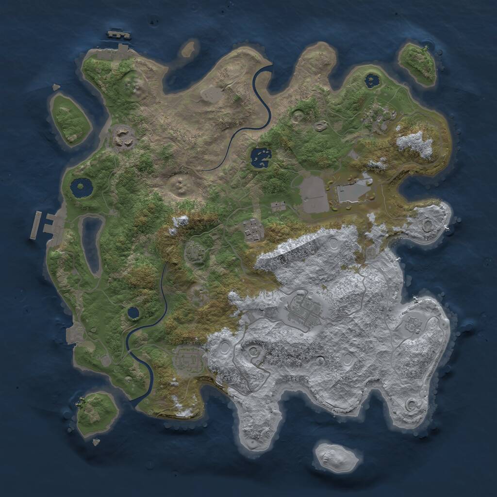 Rust Map: Procedural Map, Size: 3500, Seed: 82441, 13 Monuments
