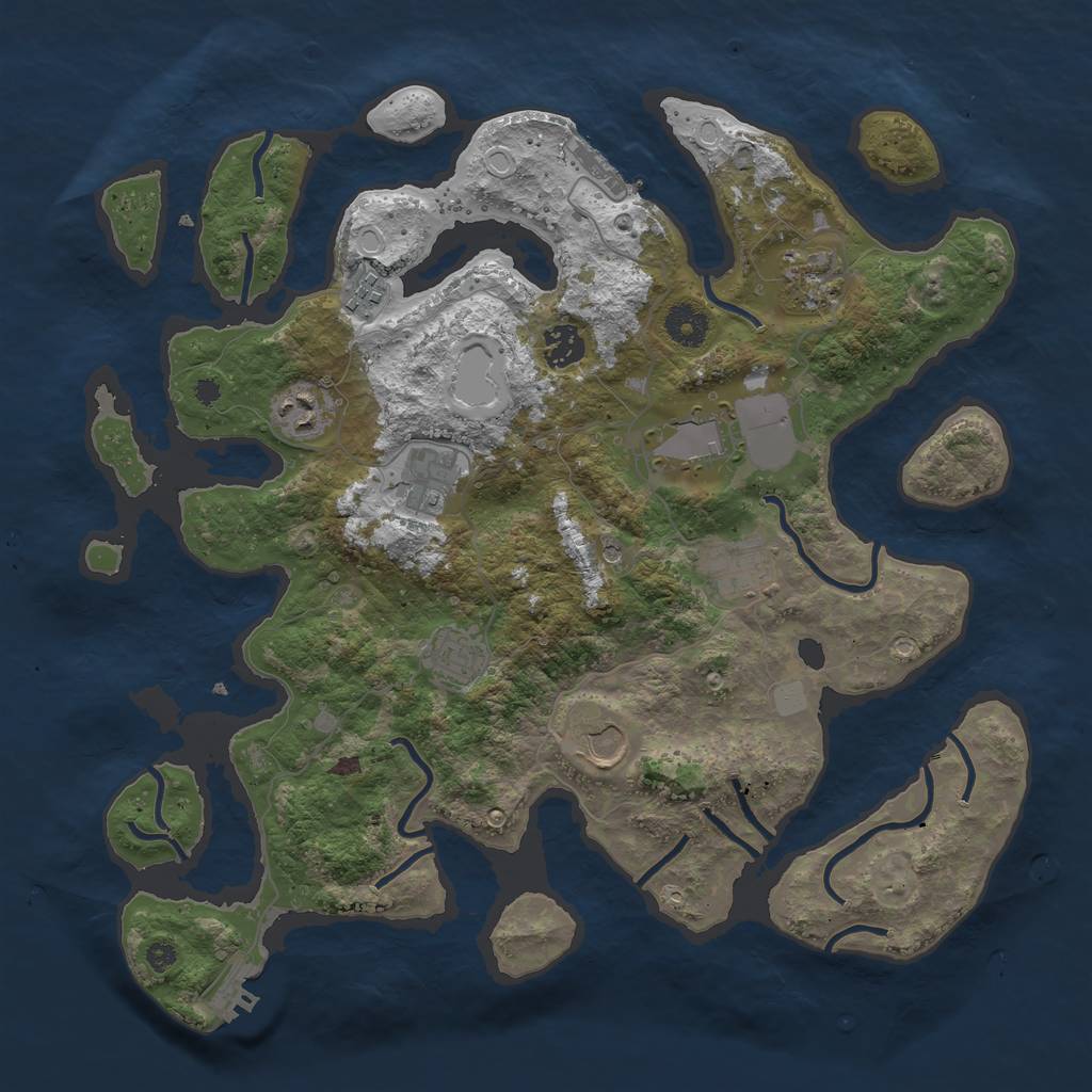 Rust Map: Procedural Map, Size: 3800, Seed: 331252567, 17 Monuments