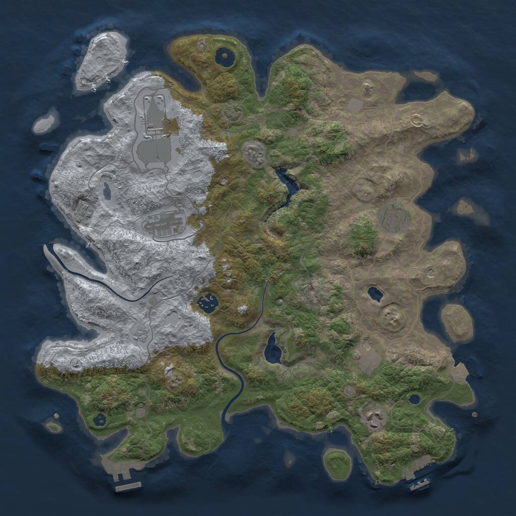 Rust Map: Procedural Map, Size: 4000, Seed: 962221, 13 Monuments