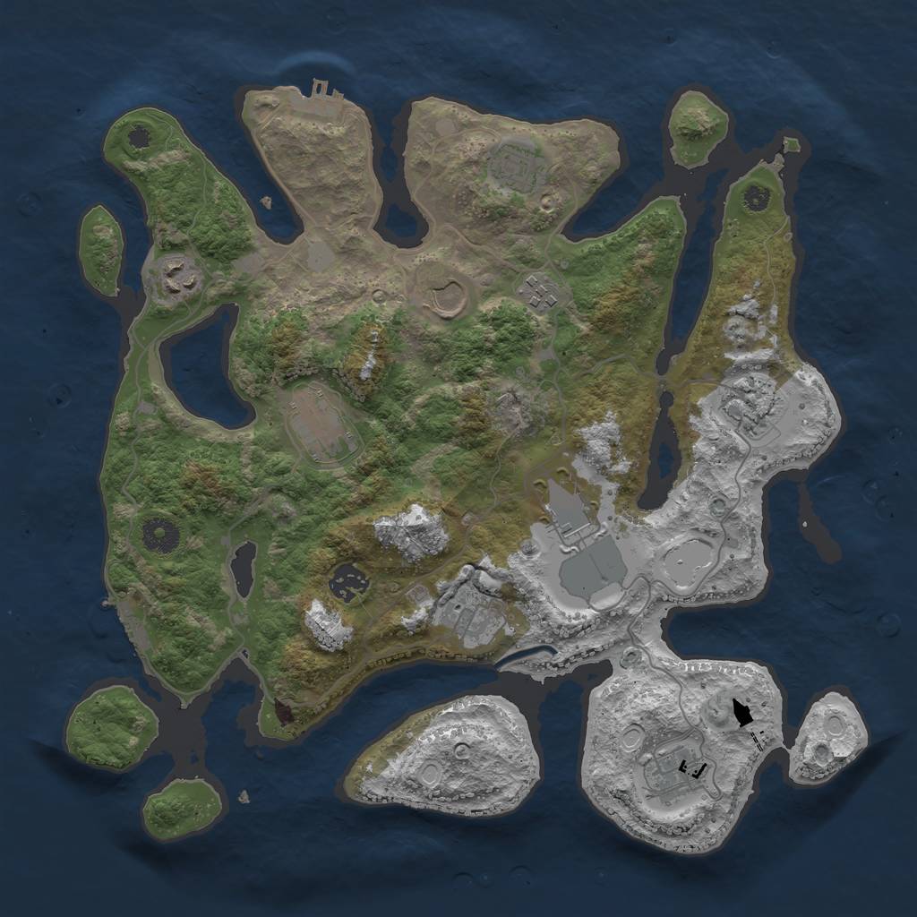 Rust Map: Procedural Map, Size: 3700, Seed: 5907195, 17 Monuments