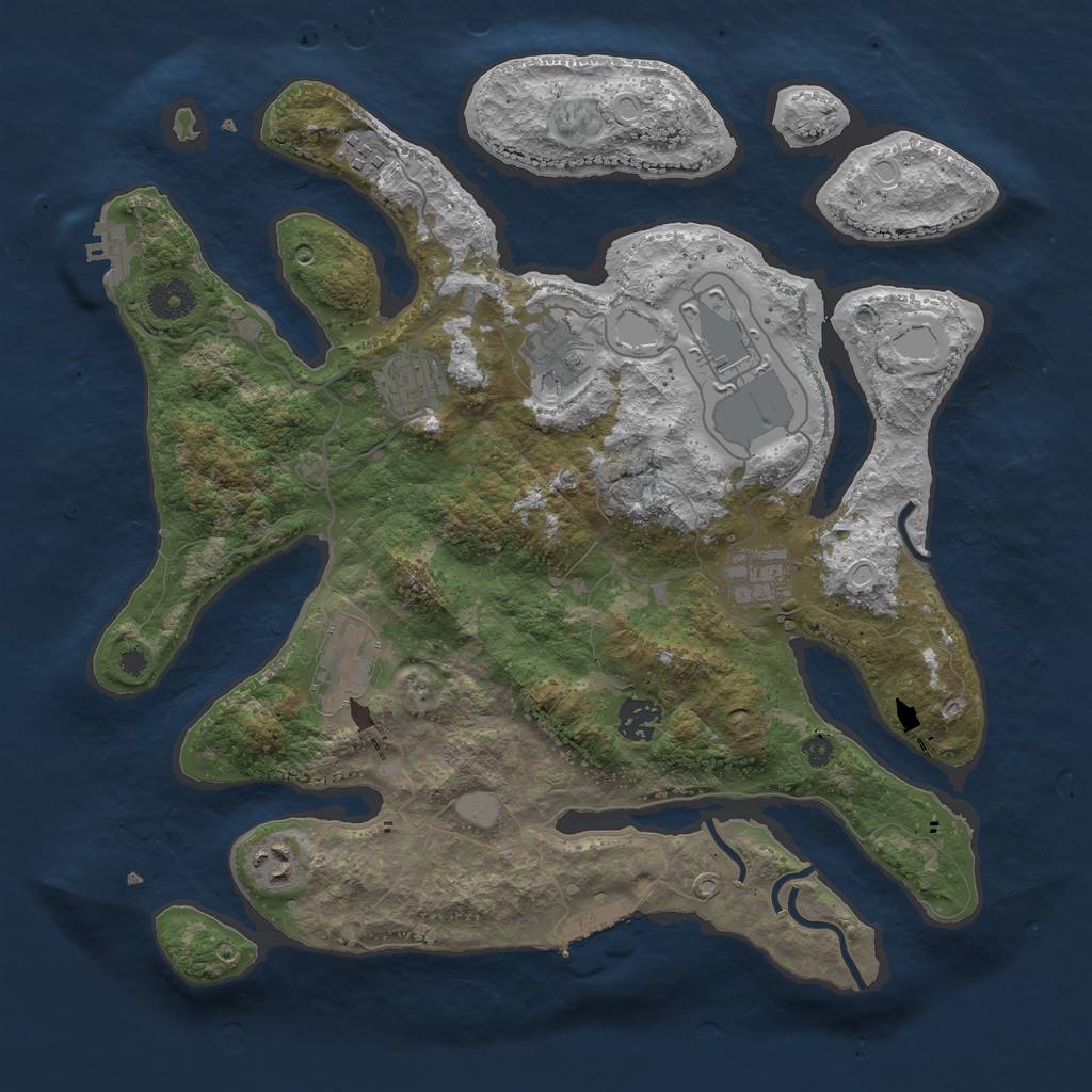 Rust Map: Procedural Map, Size: 3700, Seed: 417917, 15 Monuments