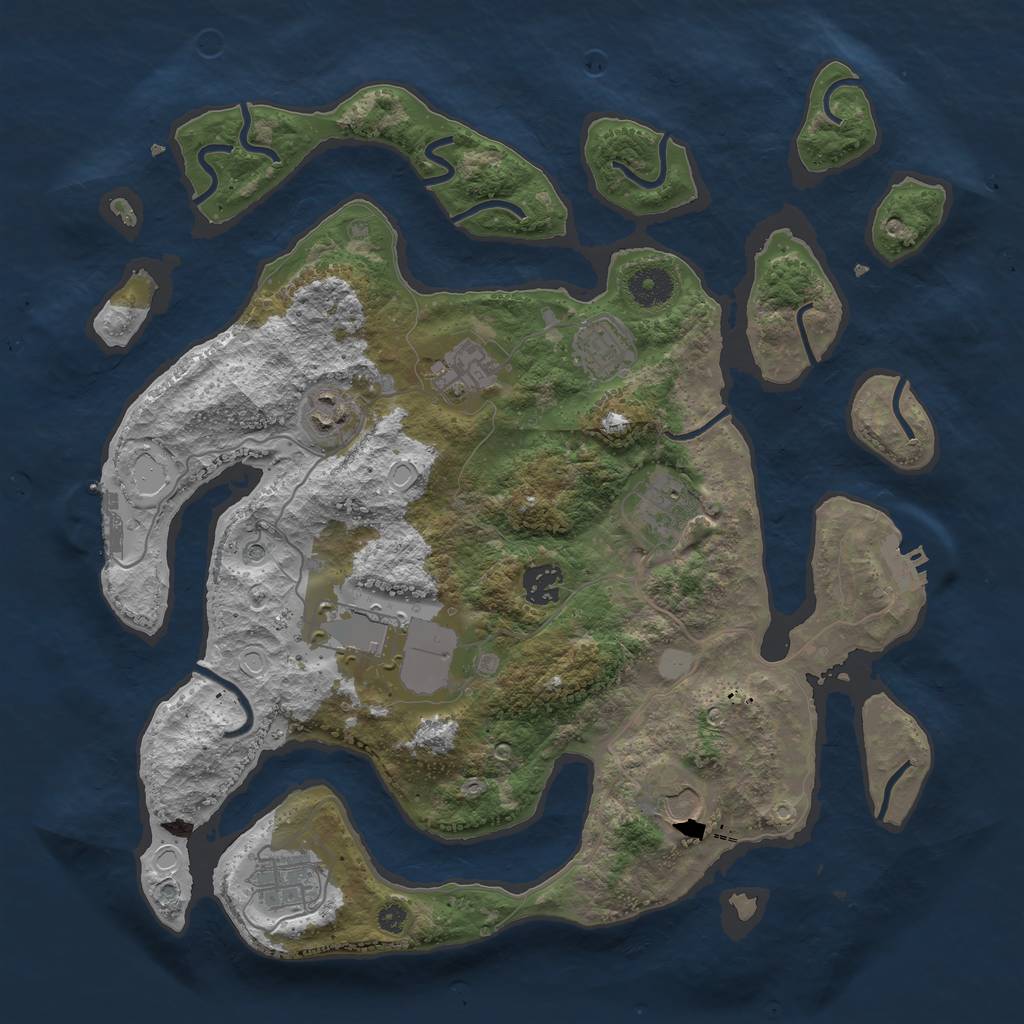 Rust Map: Procedural Map, Size: 3700, Seed: 3978914, 16 Monuments