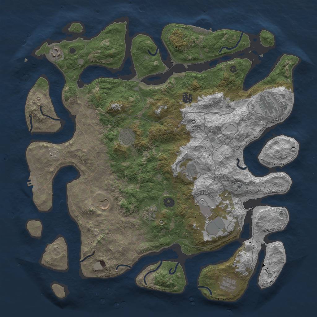 Rust Map: Procedural Map, Size: 4500, Seed: 1429738, 18 Monuments