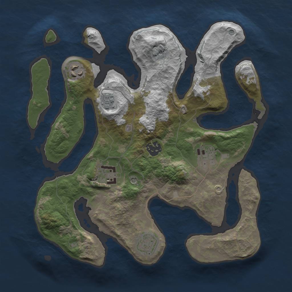 Rust Map: Barren, Size: 3000, Seed: 15022000, 9 Monuments