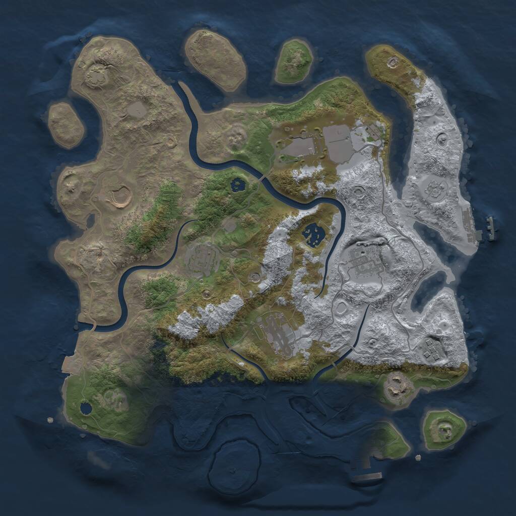 Rust Map: Procedural Map, Size: 3500, Seed: 535736606, 14 Monuments