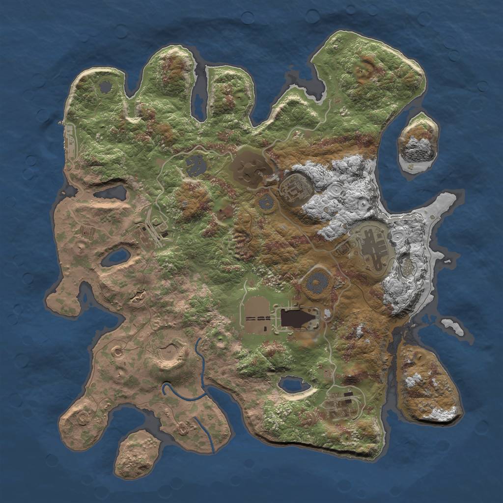 Rust Map: Procedural Map, Size: 3500, Seed: 565, 13 Monuments